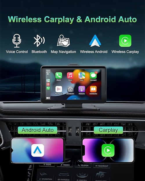 Apple Carplay - Pantalla para automóvil, 7 pulgadas, HD, inalámbrico, Apple Carplay y pantalla táctil