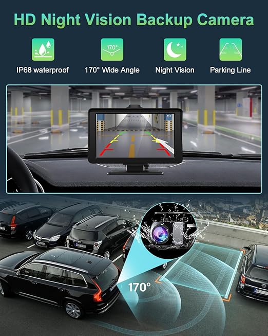 Apple Carplay - Pantalla para automóvil, 7 pulgadas, HD, inalámbrico, Apple Carplay y pantalla táctil