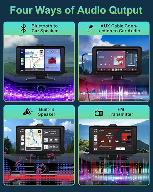 Apple Carplay - Pantalla para automóvil, 7 pulgadas, HD, inalámbrico, Apple Carplay y pantalla táctil