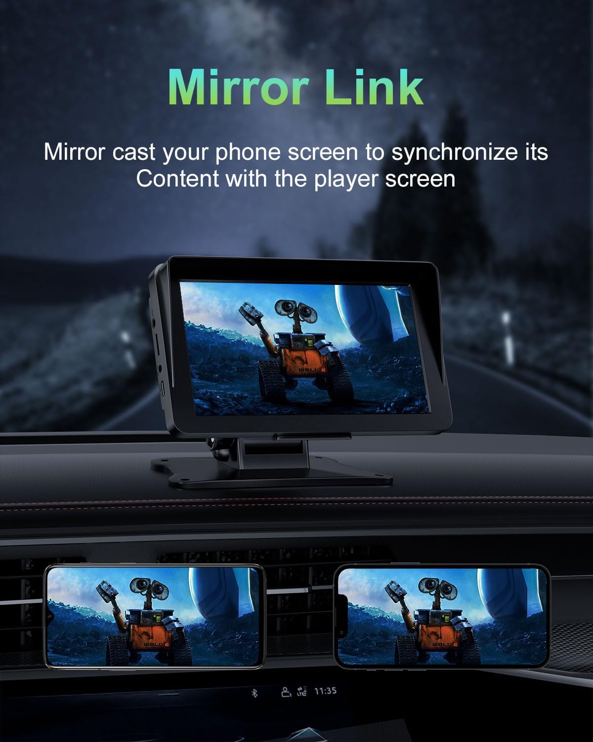 Apple Carplay - Pantalla para automóvil, 7 pulgadas, HD, inalámbrico, Apple Carplay y pantalla táctil