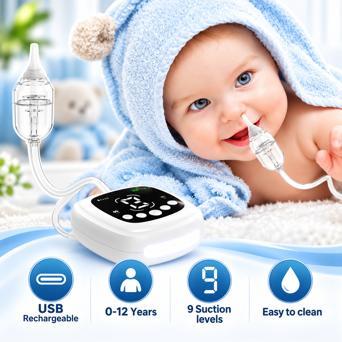 ALTSON Aspirador Nasal Eléctrico para Bebés — Limpieza Profunda de Cavidad Nasal