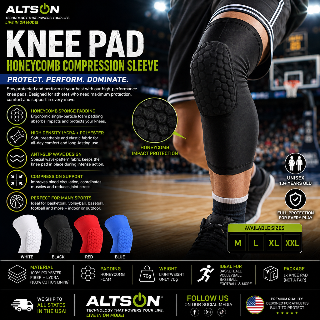 Basketball & Volleyball Knee Pads | Honeycomb Foam Compression Sleeve | Sport Kneepad | M-XXL