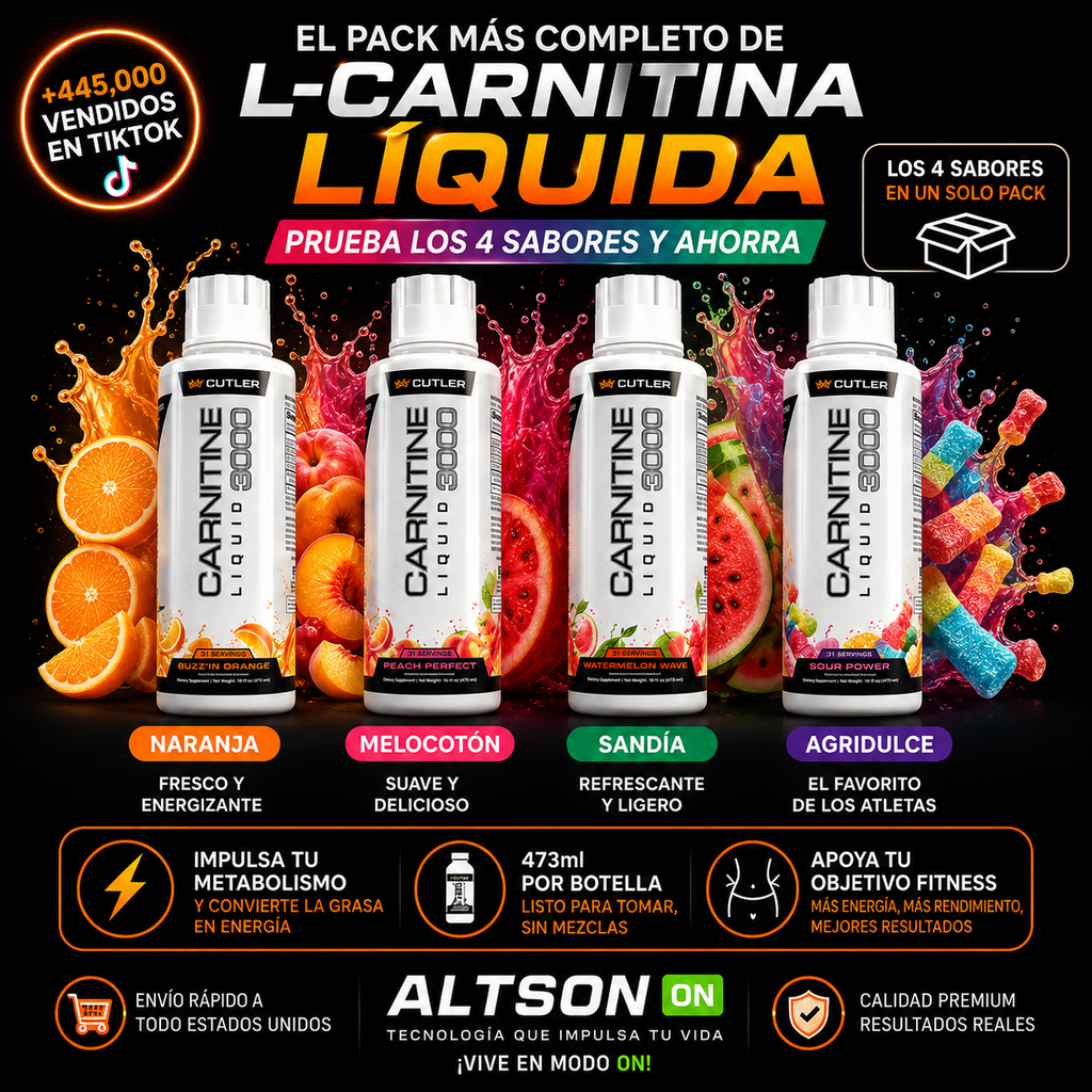 Bebida Líquida de L-Carnitina | 4 Sabores | 473ml