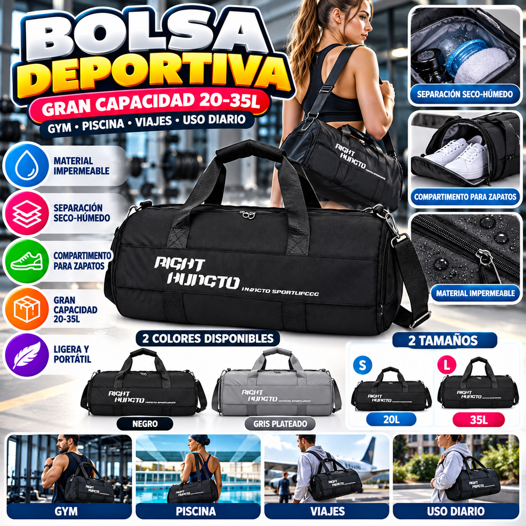 Large Capacity Sports Gym Bag | Dry-Wet Separation | Shoe Compartment | 20-35L