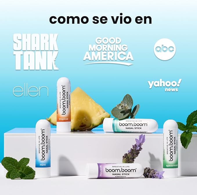 BoomBoom Barra Nasal – Inhalador de Mentol y Aceites Esenciales para Energía y Concentración