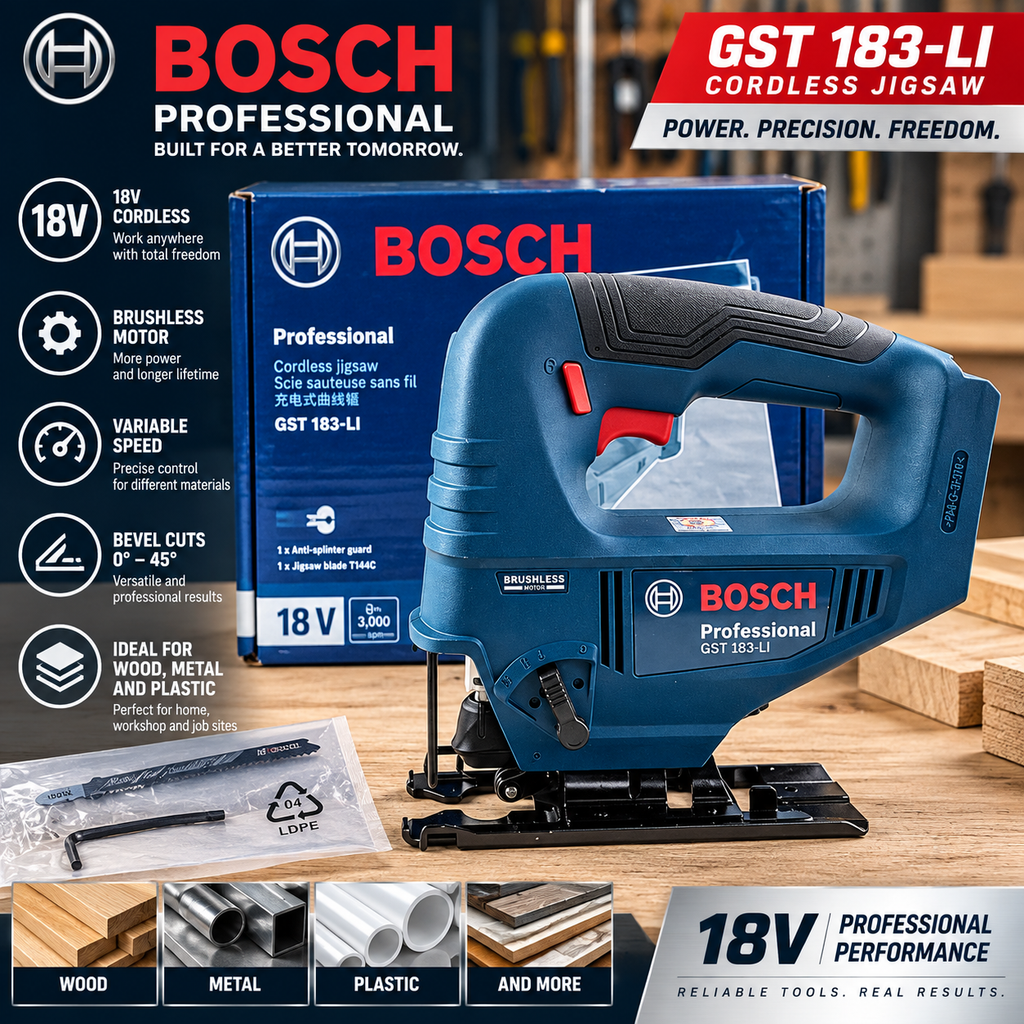 Bosch GST183-LI | Brushless Cordless Jig Saw | Wood & Metal