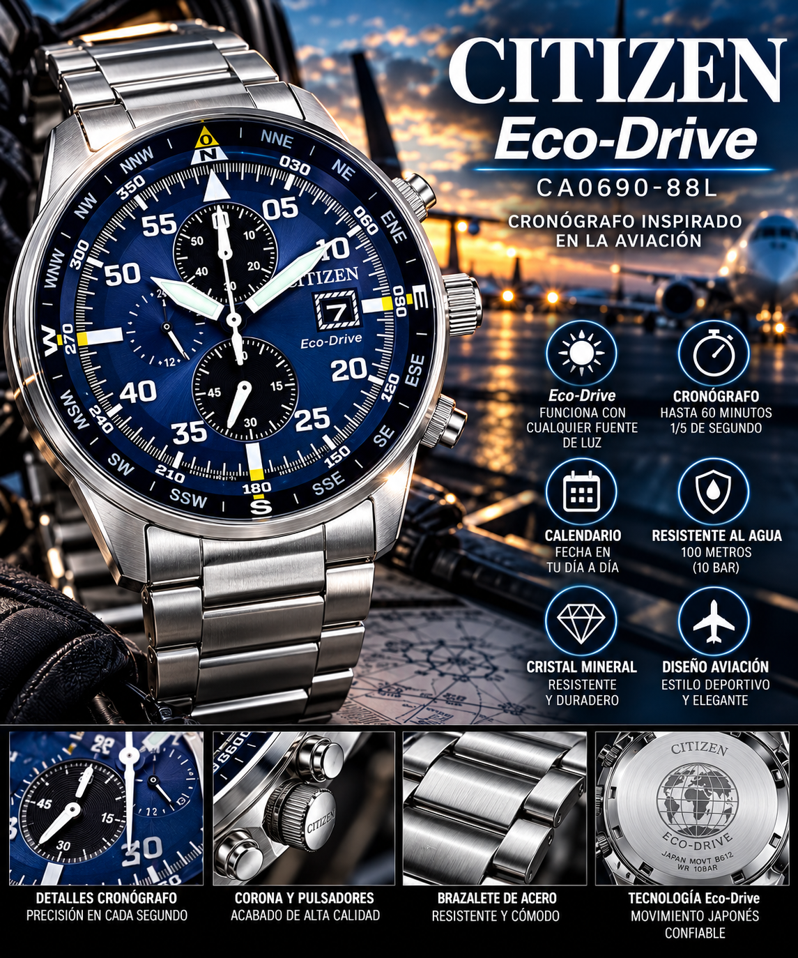 Citizen CA0690-88L | Eco-Drive Chronograph | Men's Watch