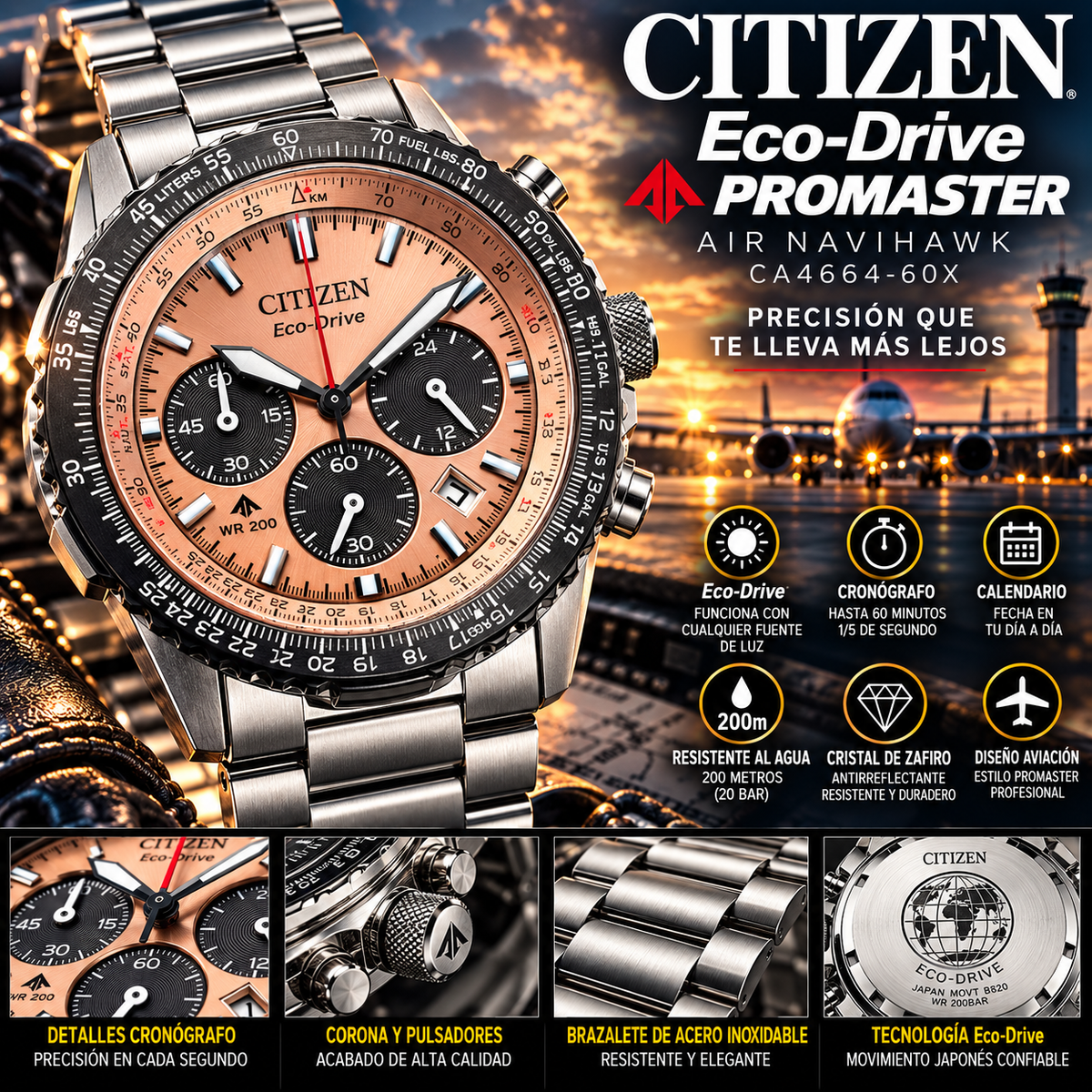 Citizen CA4664-60X | Eco-Drive Navihawk | Men's Chronograph