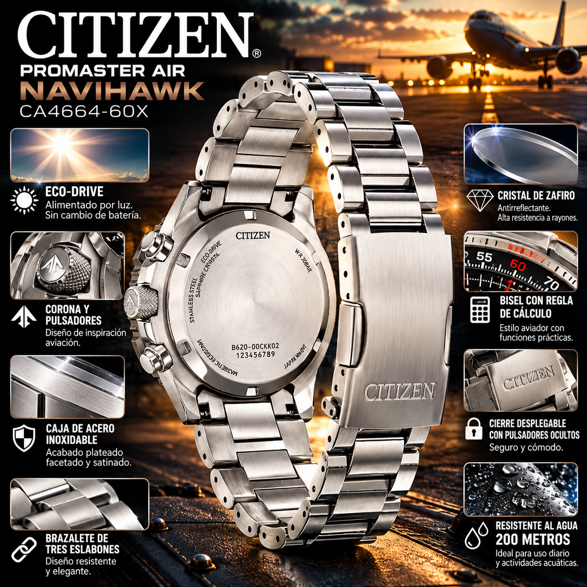 Citizen CA4664-60X | Eco-Drive Navihawk | Men's Chronograph