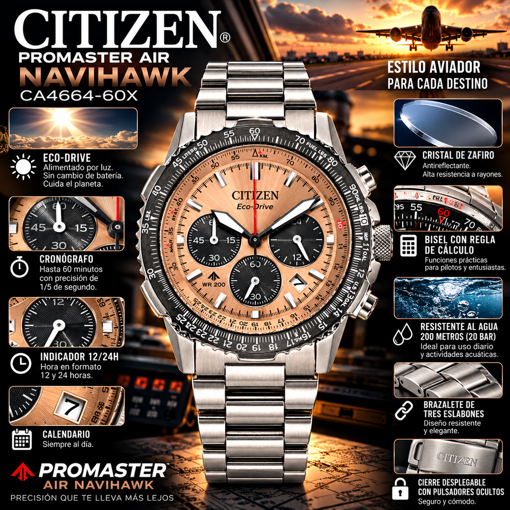 Citizen CA4664-60X | Eco-Drive Navihawk | Men's Chronograph