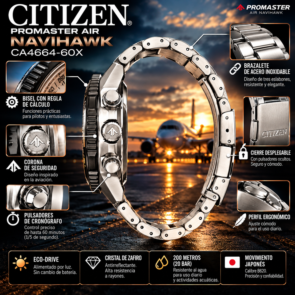 Citizen CA4664-60X | Eco-Drive Navihawk | Men's Chronograph