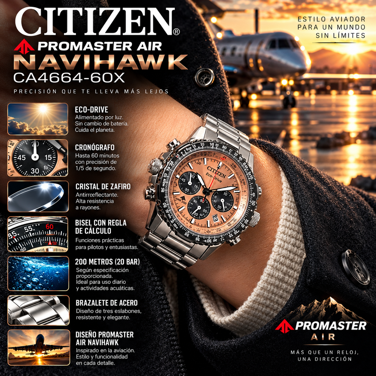Citizen CA4664-60X | Eco-Drive Navihawk | Men's Chronograph