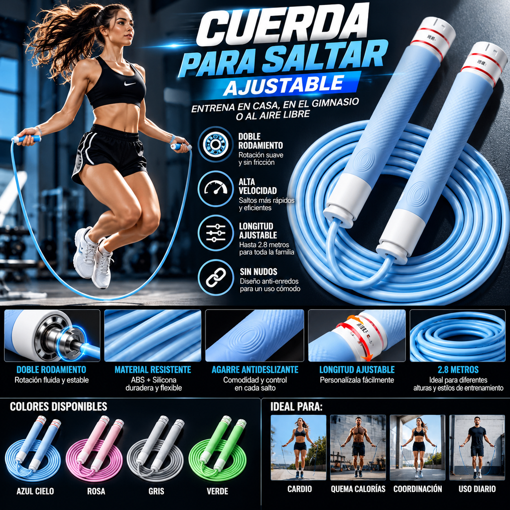 Adjustable Jump Rope – Double Bearing Speed Rope for Fitness