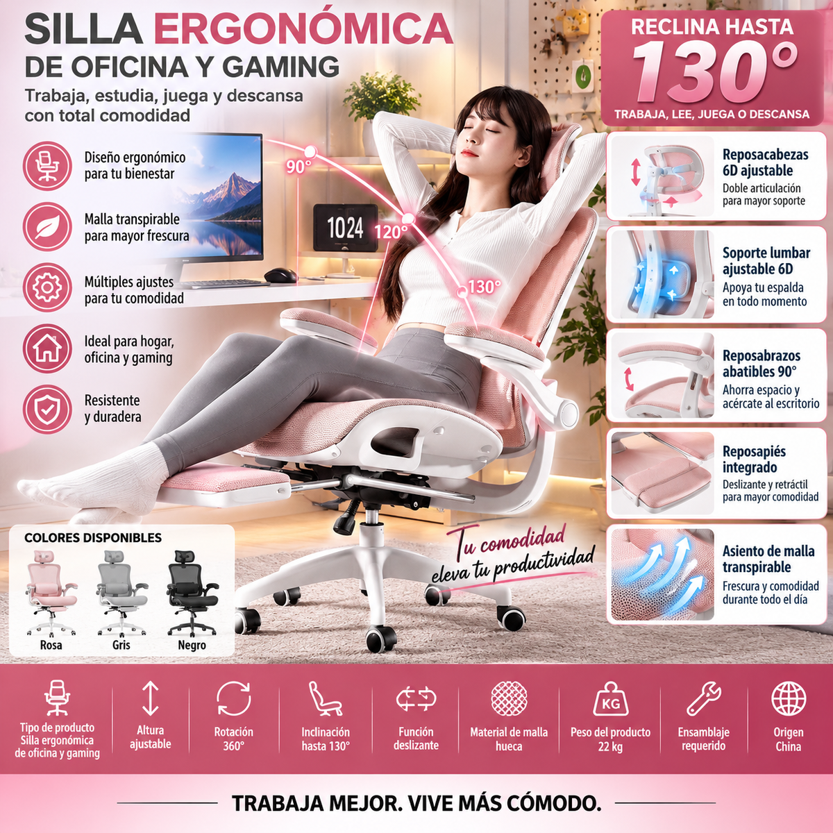 Ergonomic Mesh Office Chair | Reclining | Lumbar Support