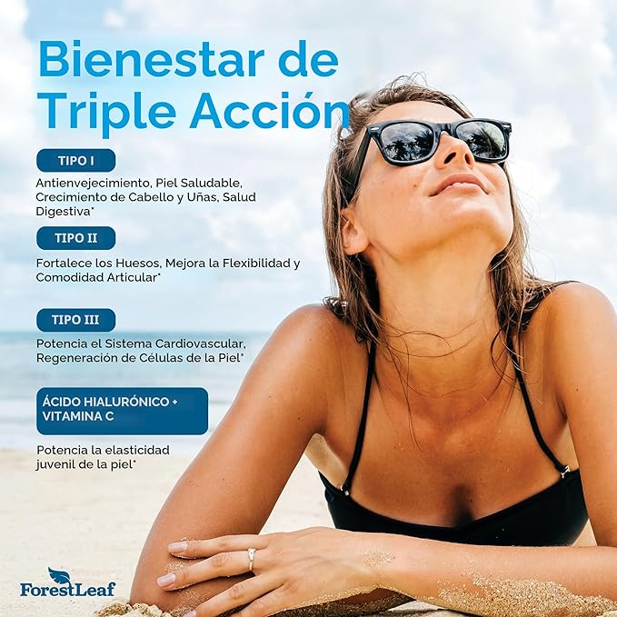 ForestLeaf Colágeno Avanzado Tipo 1, 2 y 3 – Con Ácido Hialurónico y Vitamina C