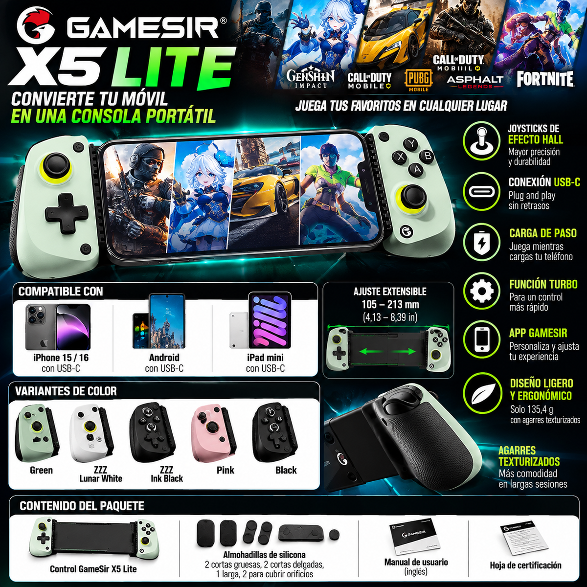 GameSir X5 Lite | USB-C Mobile Controller | Android & iPhone 15/16