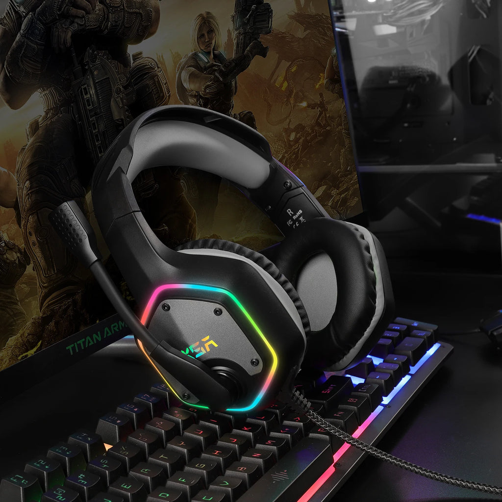 Audífonos Gaming EKSA E1000 | 7.1 Surround | USB | RGB | Micrófono Cancelación de Ruido | PC/PS4/PS5 | EKSA E1000 Gaming Headset 7.1 Surround USB RGB Noise Cancelling Mic