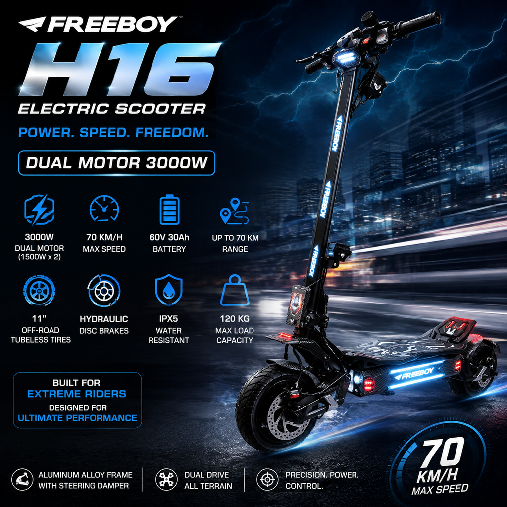 H16 Patinete Eléctrico | Diseño Fibra de Carbono | Doble Motor 3000W | 70KM/H