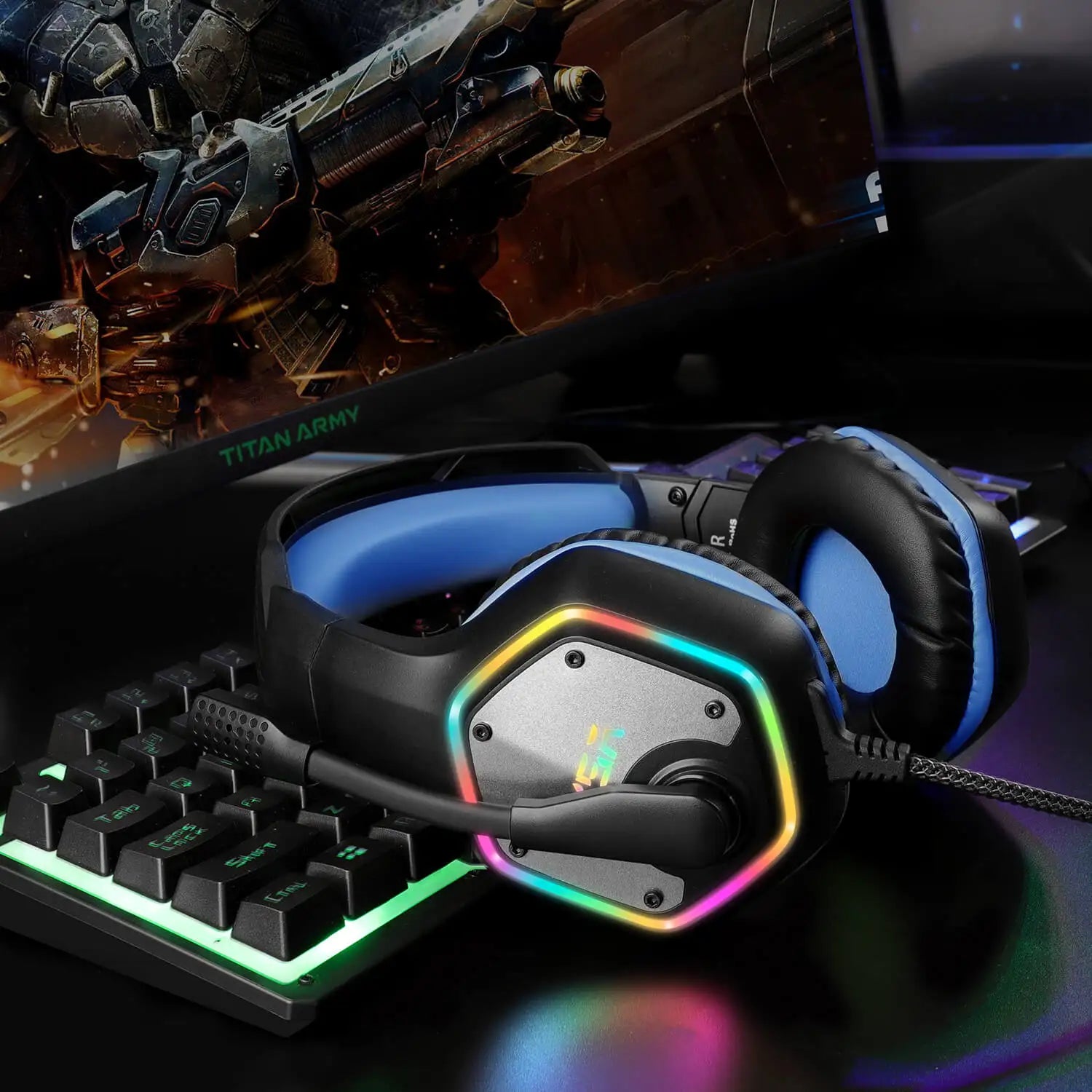 Audífonos Gaming EKSA E1000 | 7.1 Surround | USB | RGB | Micrófono Cancelación de Ruido | PC/PS4/PS5 | EKSA E1000 Gaming Headset 7.1 Surround USB RGB Noise Cancelling Mic