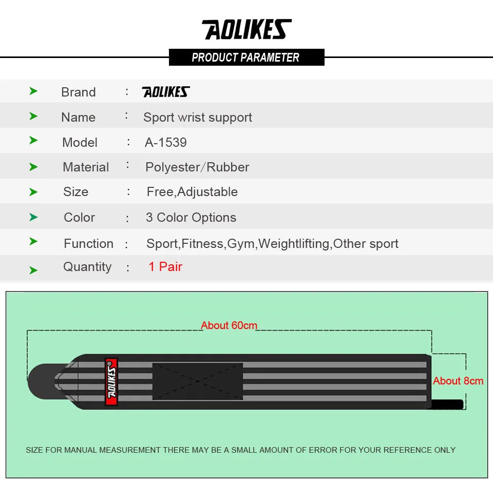 AOLIKES Weightlifting Wrist Wraps | Professional Support & Thumb Loop | Powerlifting & Gym
