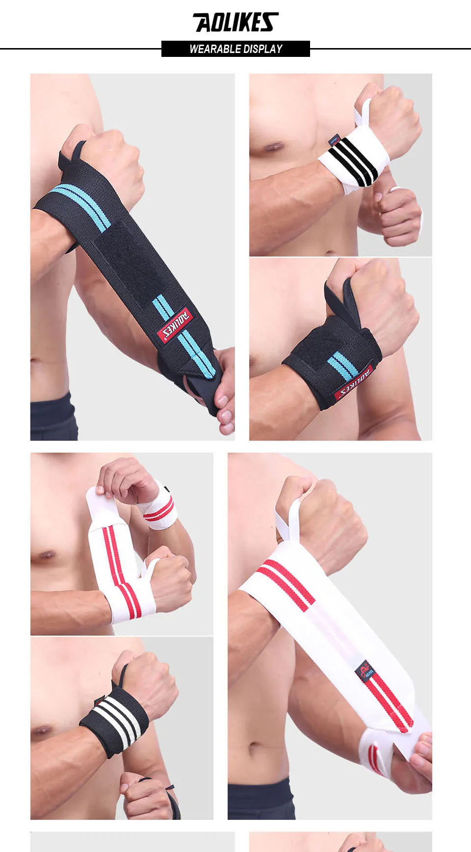 AOLIKES Weightlifting Wrist Wraps | Professional Support & Thumb Loop | Powerlifting & Gym
