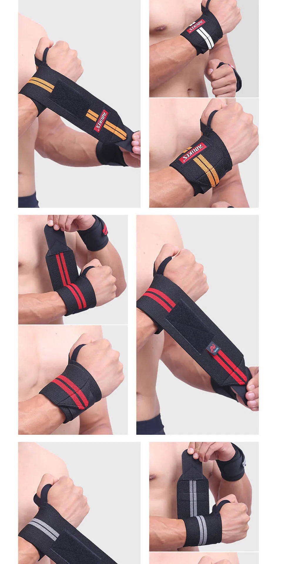 AOLIKES Weightlifting Wrist Wraps | Professional Support & Thumb Loop | Powerlifting & Gym