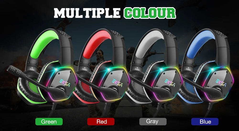 Audífonos Gaming EKSA E1000 | 7.1 Surround | USB | RGB | Micrófono Cancelación de Ruido | PC/PS4/PS5 | EKSA E1000 Gaming Headset 7.1 Surround USB RGB Noise Cancelling Mic