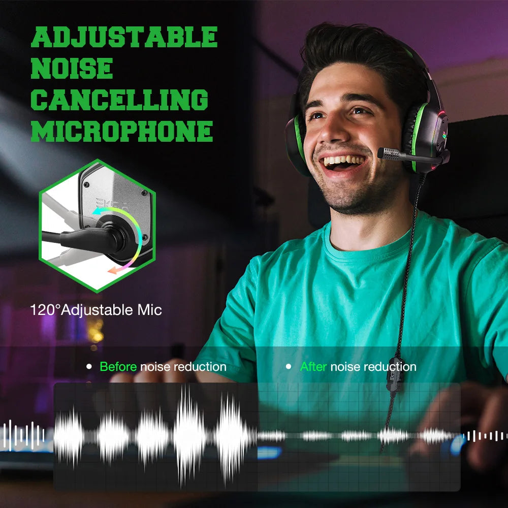 Audífonos Gaming EKSA E1000 | 7.1 Surround | USB | RGB | Micrófono Cancelación de Ruido | PC/PS4/PS5 | EKSA E1000 Gaming Headset 7.1 Surround USB RGB Noise Cancelling Mic