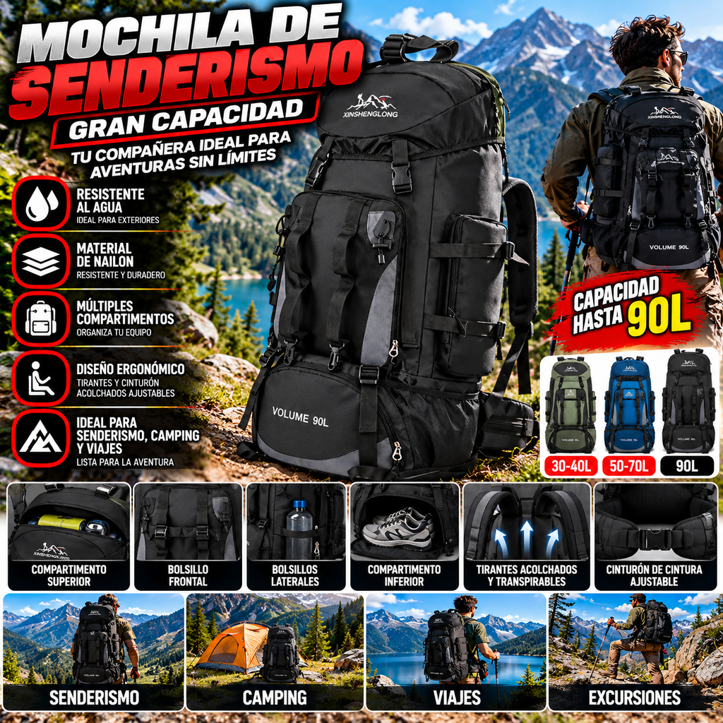 Hiking Backpack | Capacity Options up to 90L / Mochila de senderismo
