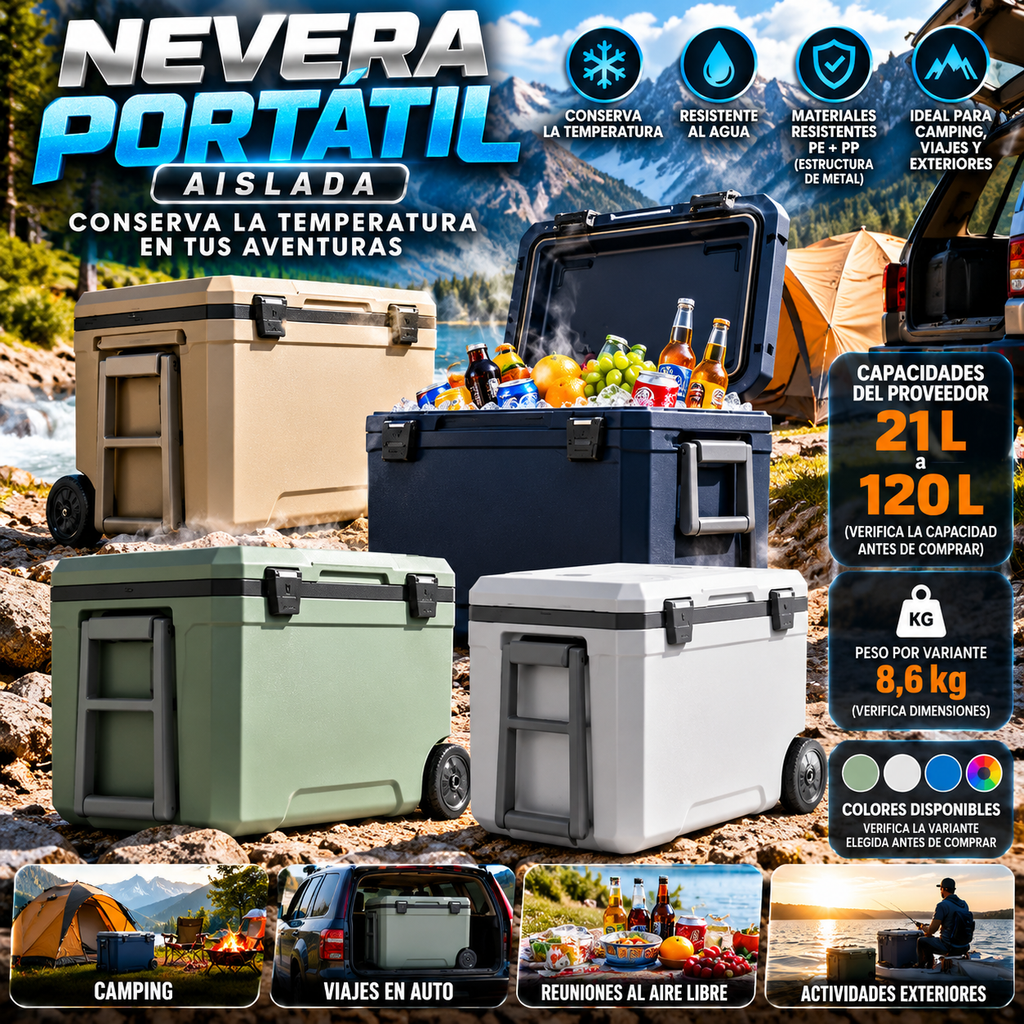 Insulated Cooler Box | Portable Outdoor Food Storage / Nevera portátil aislada