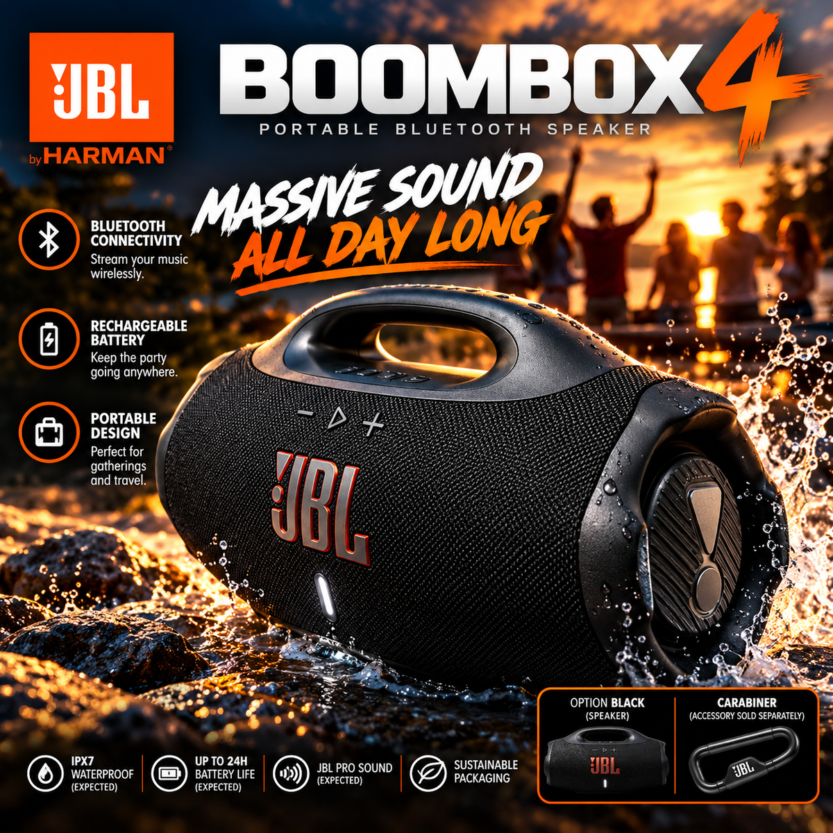 JBL Boombox 4 | Portable Bluetooth Speaker | Outdoor Audio