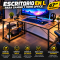 L-Shaped Gaming Desk with Reversible Shelves | 47 in