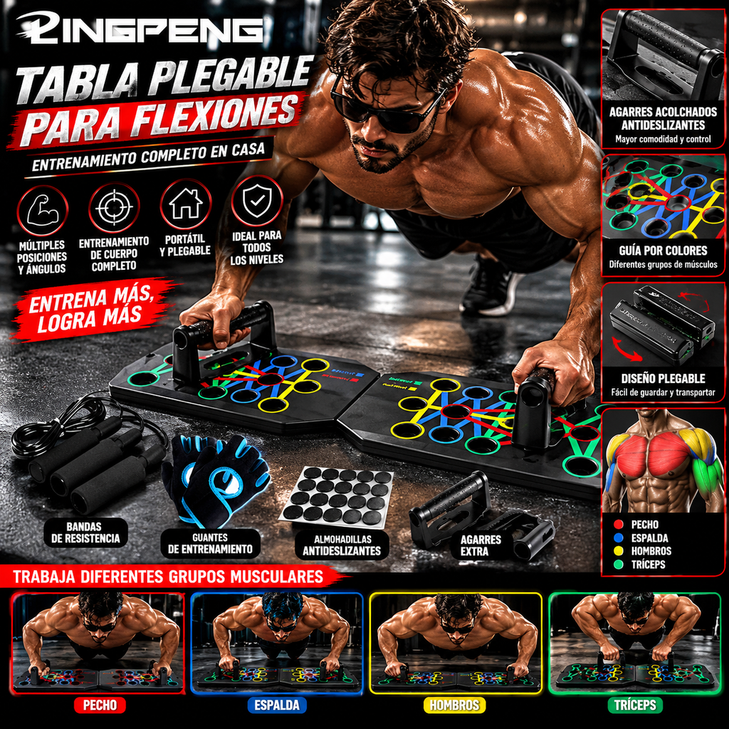 LINGPENG Push-Up Board | Foldable Multi-Position Design | Home Strength Training