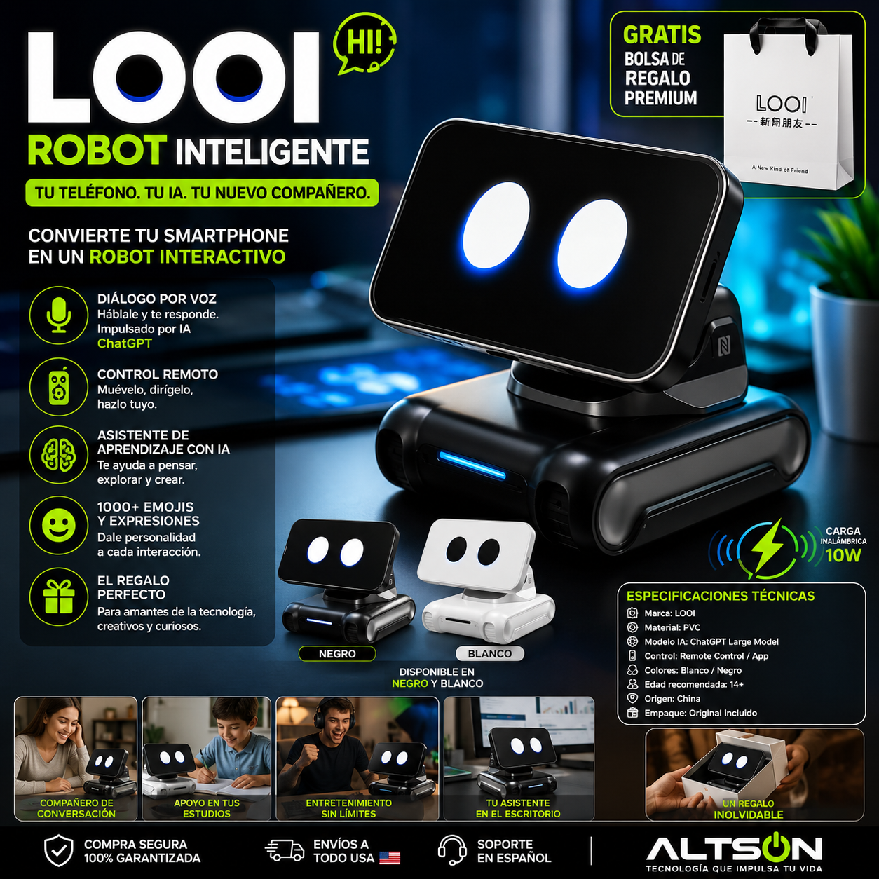 LOOI Robot — AI Mini Robot with Voice & ChatGPT | Smart Learning Companion