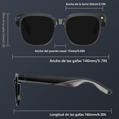 Gafas inteligentes con IA, correa, cámara, traducción de fotos, reconocimiento Bluetooth