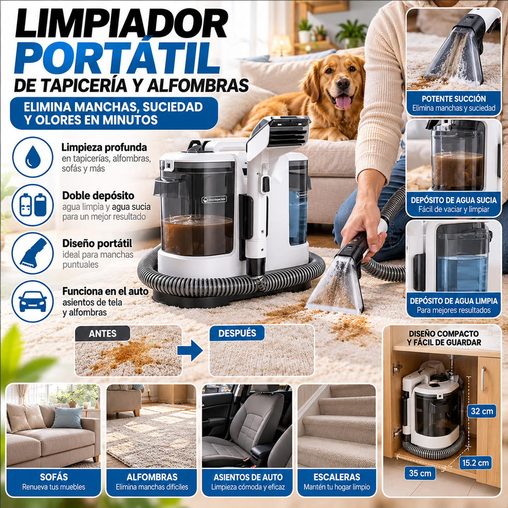 Portable Upholstery Cleaner | Carpet & Sofa Spot Cleaning | Limpiador de Tapicería