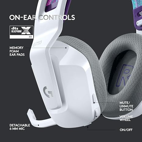 Audífonos Gaming Inalámbricos Logitech G733 Lightspeed Blanco