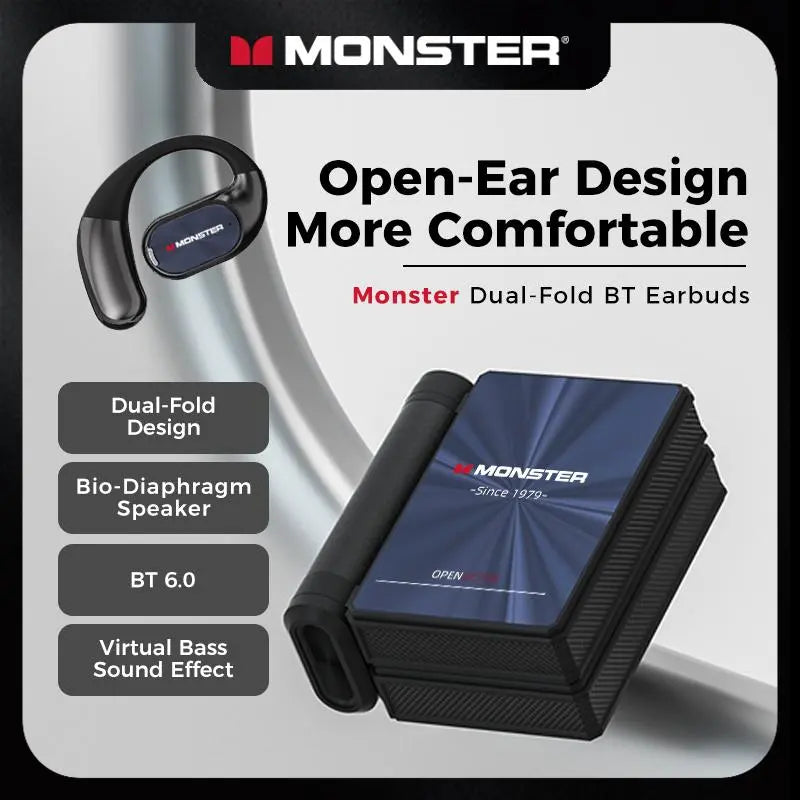 MONSTER, Auriculares Bluetooth con diseño de doble pliegue