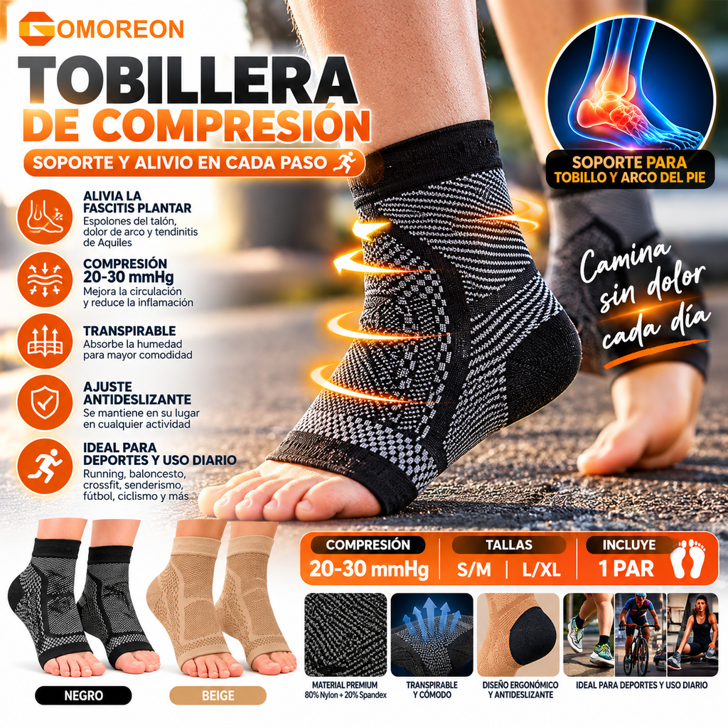 Ankle Brace Compression Sleeve | Plantar Fasciitis & Arch Support | Sports & Recovery