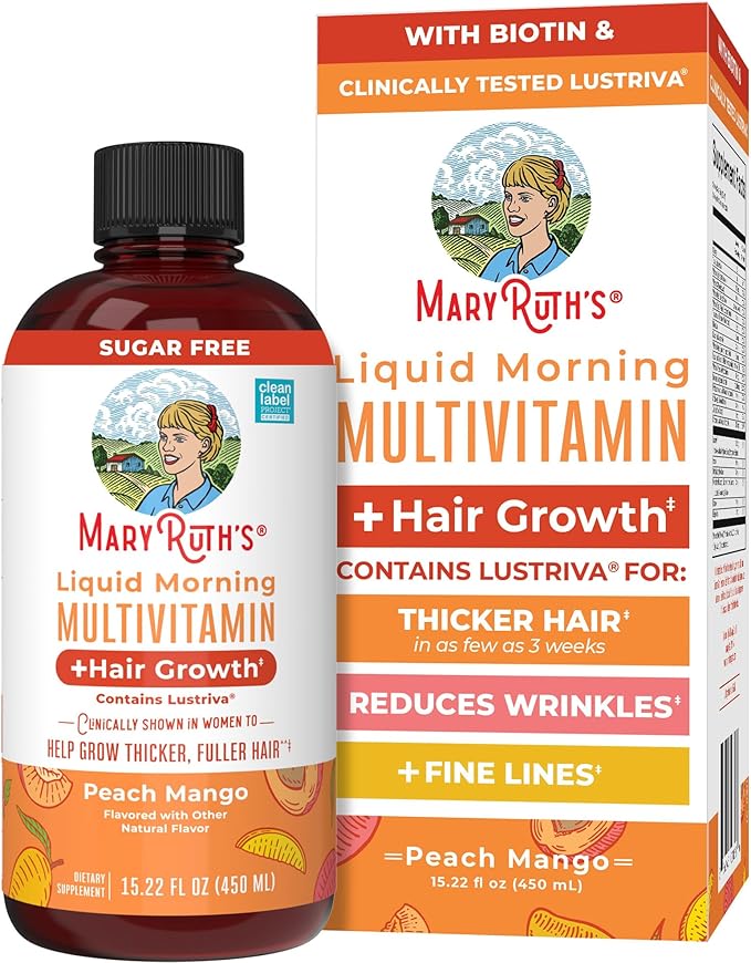 MaryRuth Organics Multivitamínico Líquido | Biotina 10,000 mcg, Cabello, Piel y Uñas