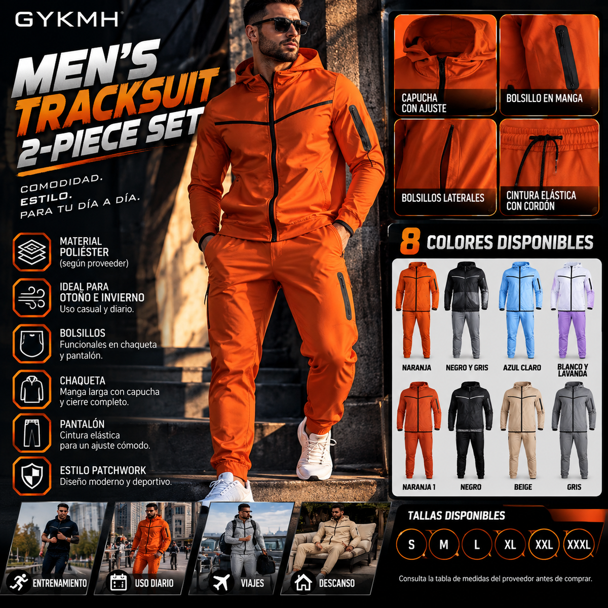 Men's 2-Piece Casual Tracksuit | Polyester | S–3XL