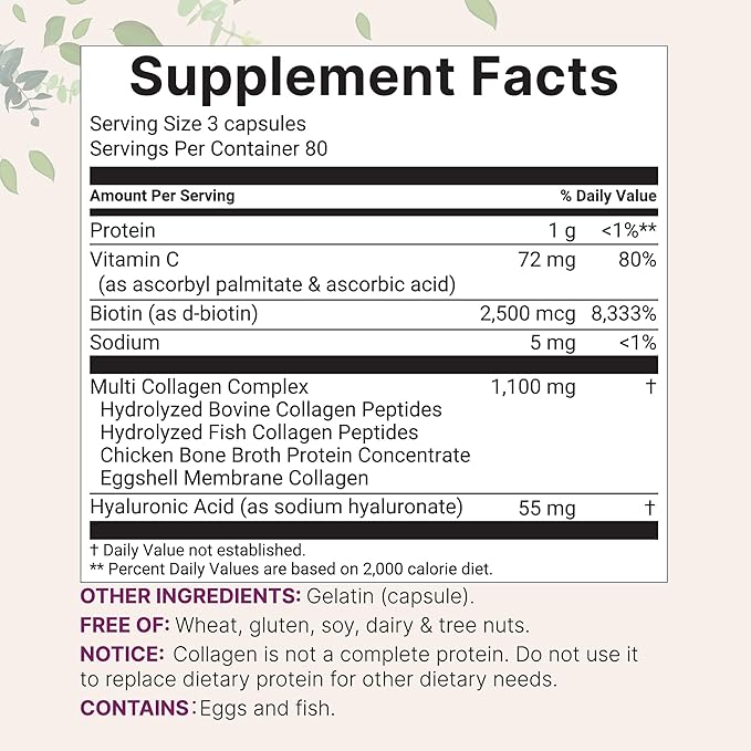 Micro Ingredients Píldoras de colágeno múltiple para mujeres y hombres