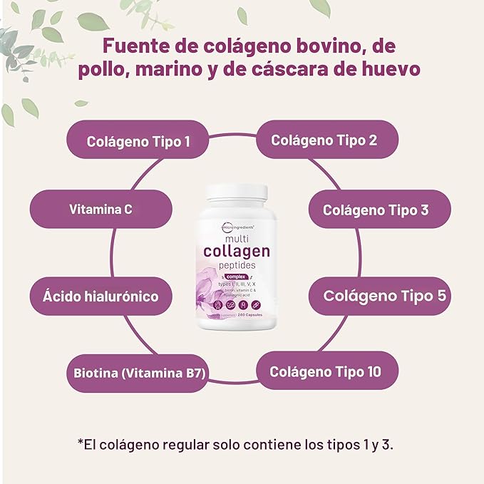 Micro Ingredients Píldoras de colágeno múltiple para mujeres y hombres