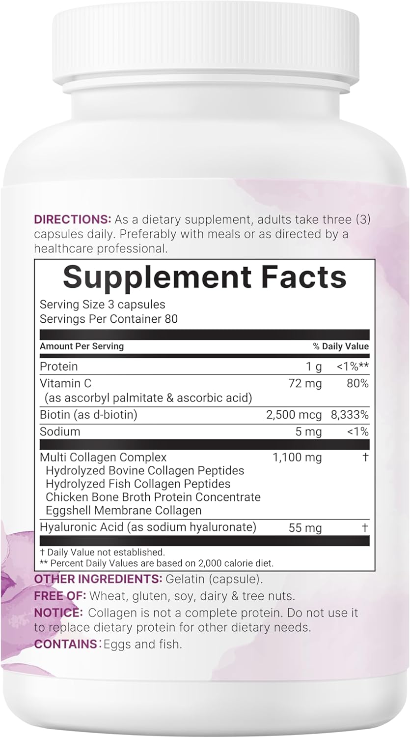 Micro Ingredients Píldoras de colágeno múltiple para mujeres y hombres