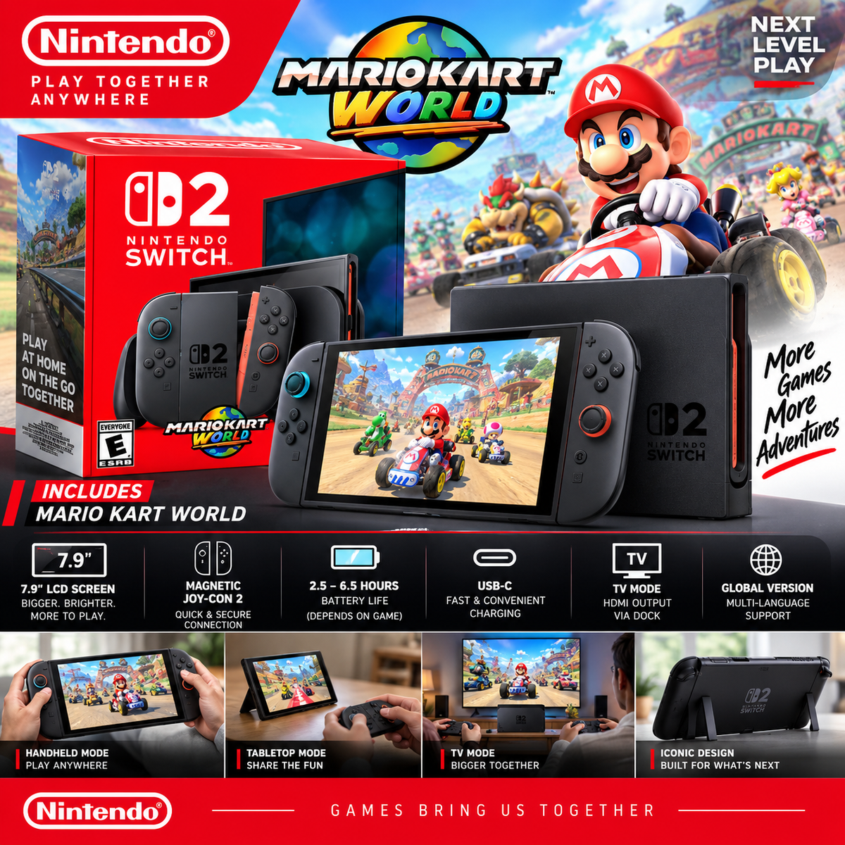 Nintendo Switch 2 Console | 7.9-inch LCD | Handheld Gaming | Consola Portátil