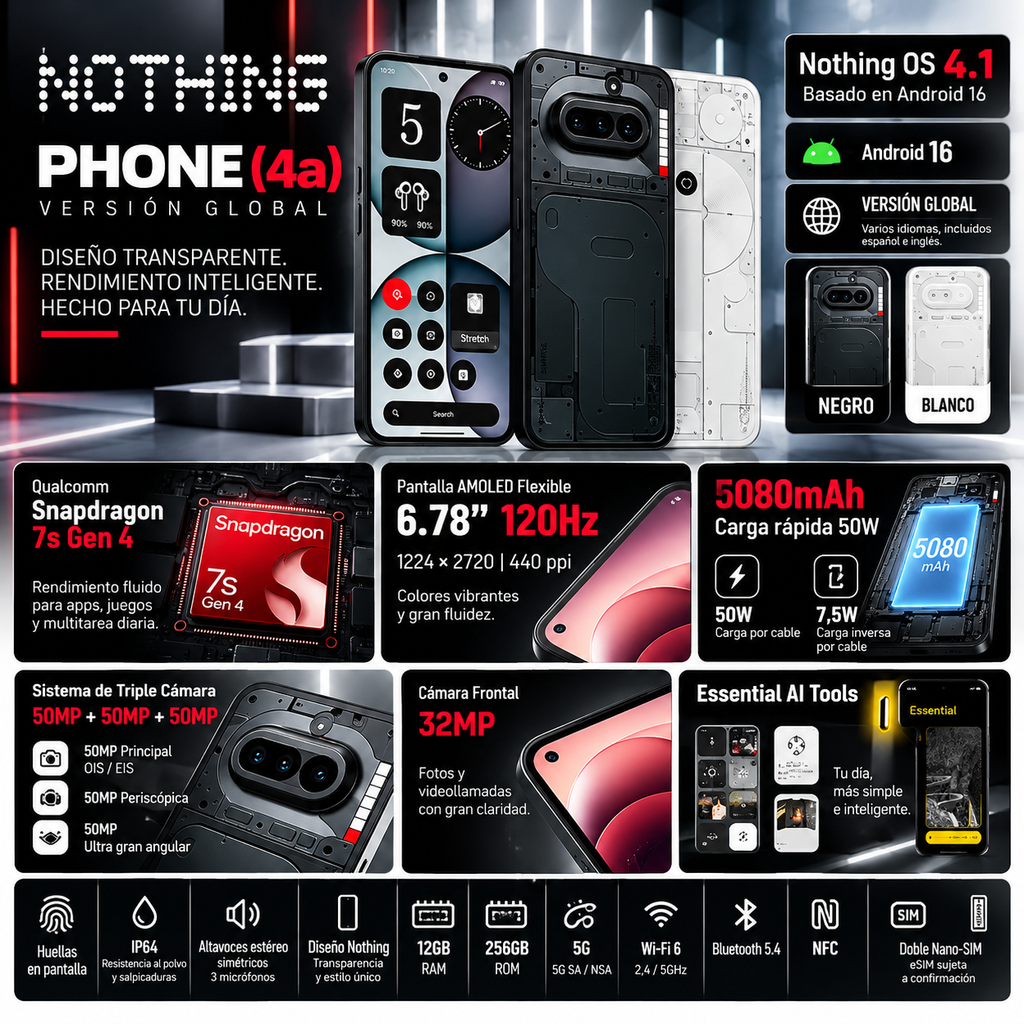 Nothing Phone (4a) | 120Hz AMOLED & 12GB/256GB | Global 5G Smartphone