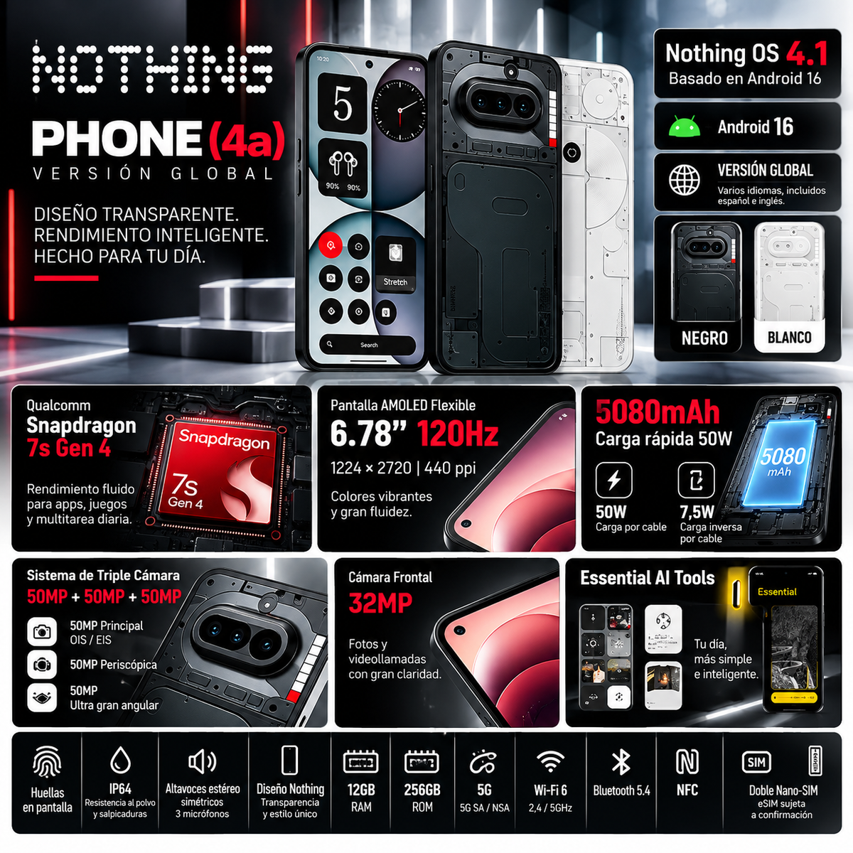 Nothing Phone (4a) | 120Hz AMOLED & 12GB/256GB | Global 5G Smartphone