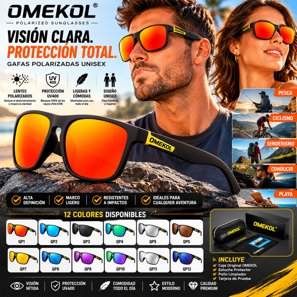 OMEKOL Gafas de Sol Polarizadas | Unisex | Outdoor y Pesca | 12 Colores