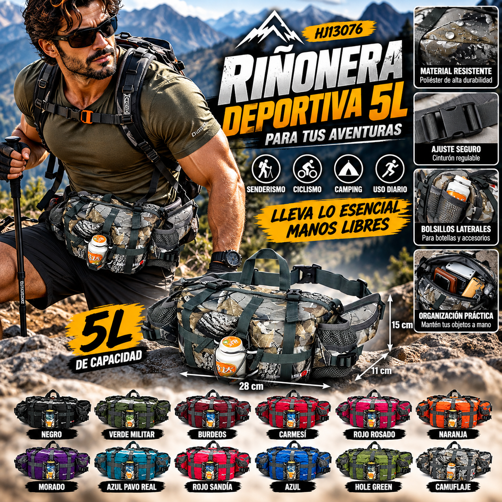Outdoor Waist Pack | 5L Polyester Design | Hiking & Cycling
