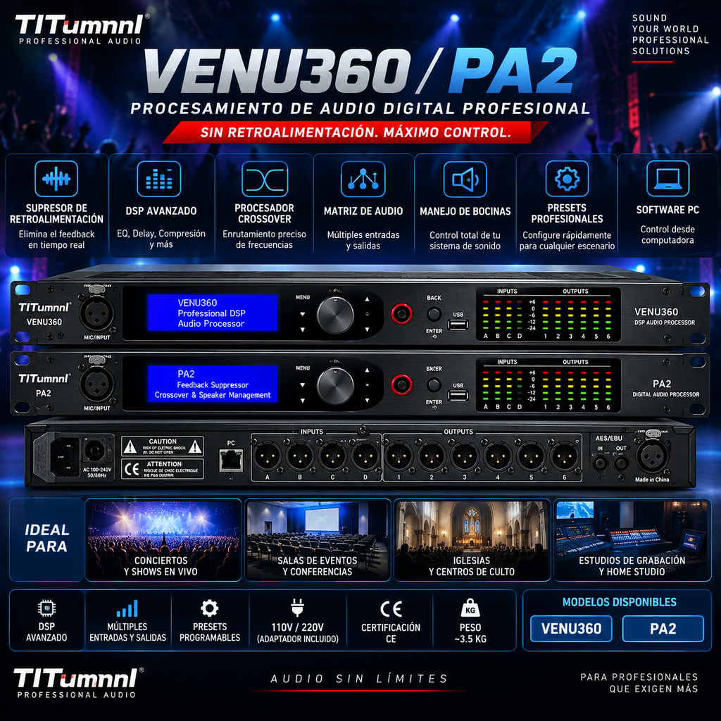 PA2 VENU360 Digital Audio Feedback Suppressor | Crossover Matrix | DSP | Speaker Management | Stage